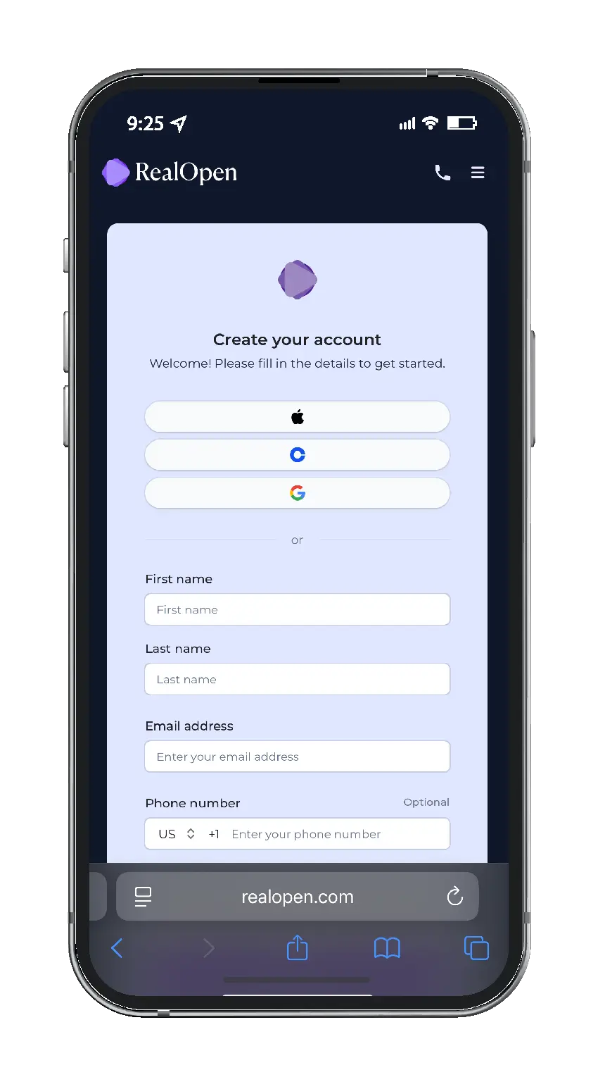 Creating a RealOpen account to buy real estate witih crypto