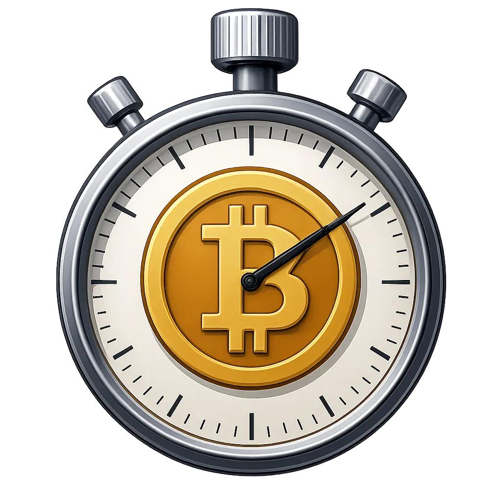 A Bitcoin stopwatch to symbolize the time-sensitivity of a BTC transfer