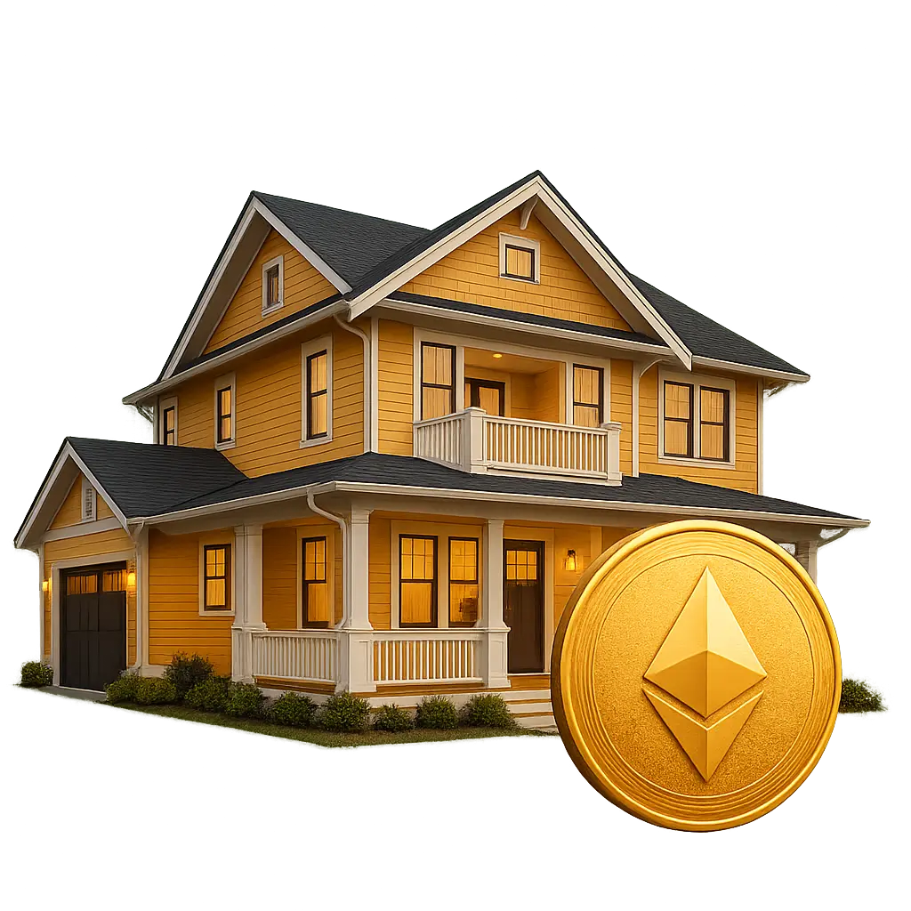 A suburban family home purchased with Ethereum